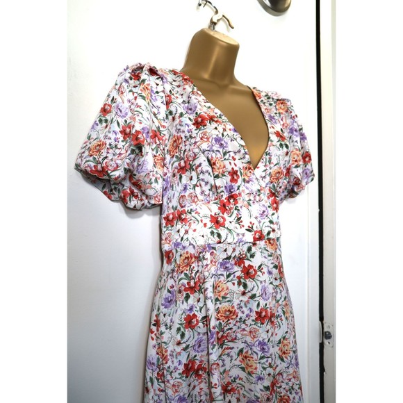 Puff Sleeve | Floral Dress  | V Neck A Line | Womens Small - Picture 9 of 10